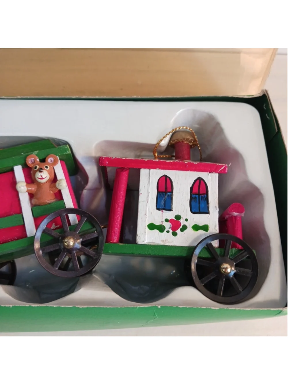 1985 Kurt S. Adler SANTA'S WORLD Christmas Handcrafted Wooden Train Set w/box